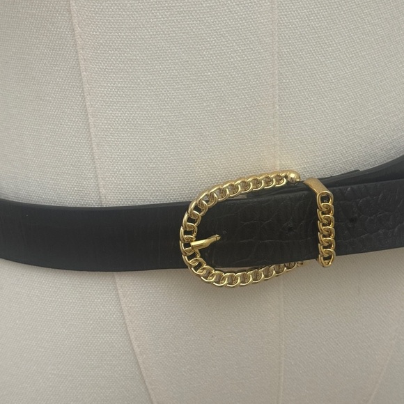Maje Accessories - Maje Black and Gold Belt with Chain Buckle